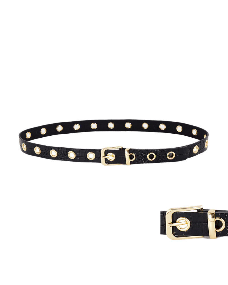 Front of a size One Size Adjustable Gromments Belt Black in BLACK by Cocoboo. | dia_product_style_image_id:315177